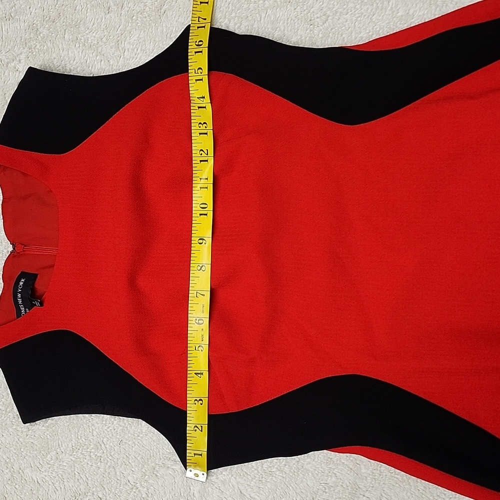 Jones New York Dress Sleeveless Sheath Colorblock Dress Size 2 Red & Black - Picture 8 of 11